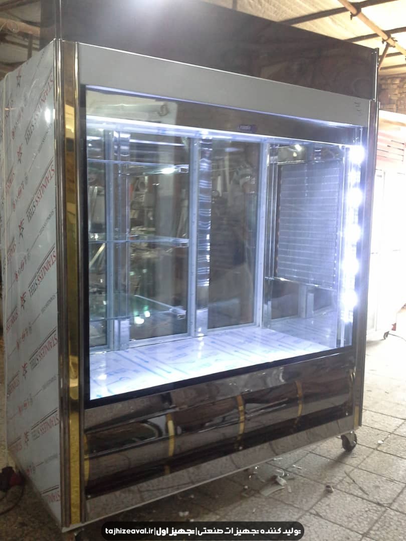 یخچال ایستاده قصابی استیل دیفراست 2 طرف نما